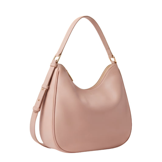 Merva Classic Leather Shoulder Bag  Blush Pink