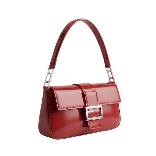 Merva Glossy Leather Shoulder Bag