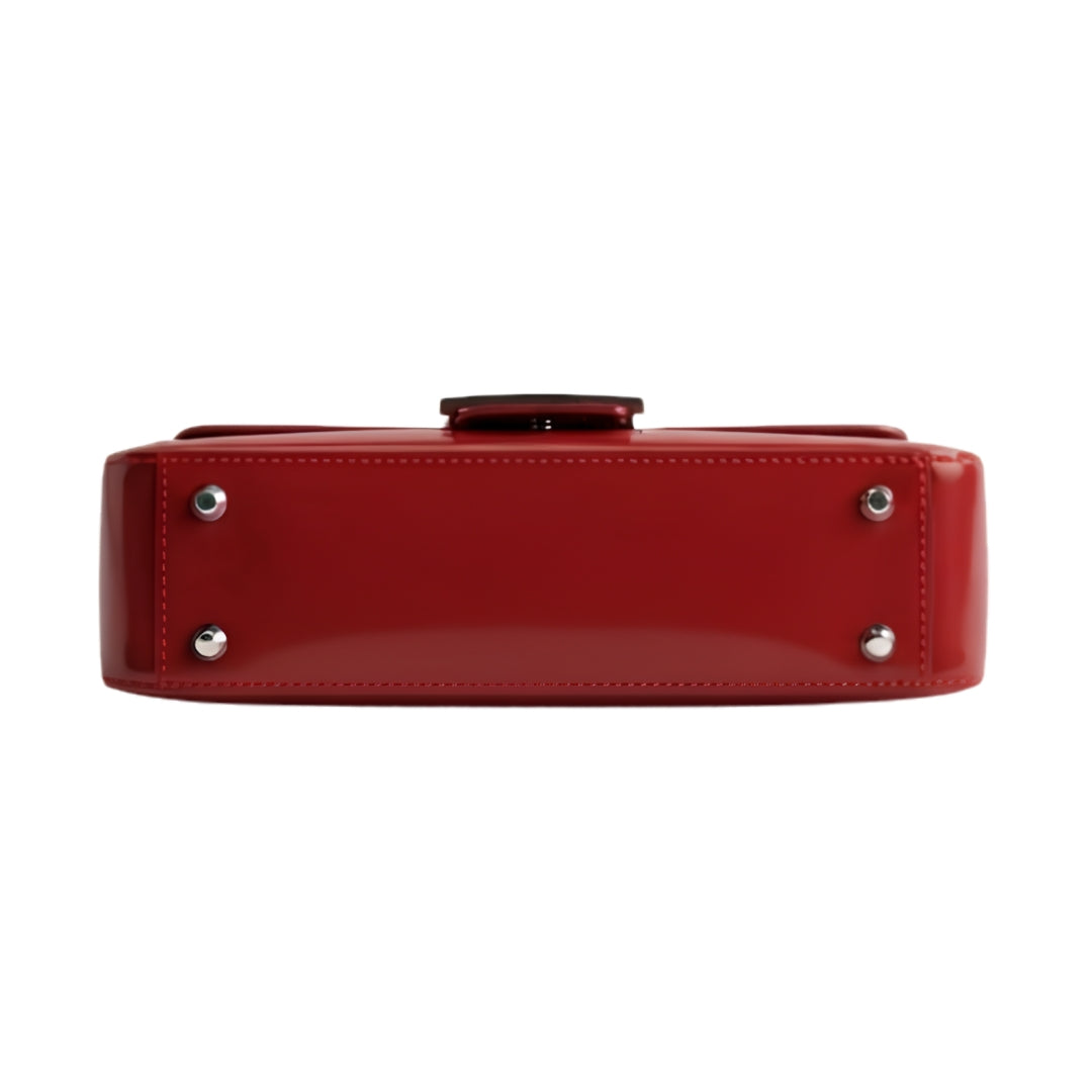 Merva Glossy Leather Shoulder Bag